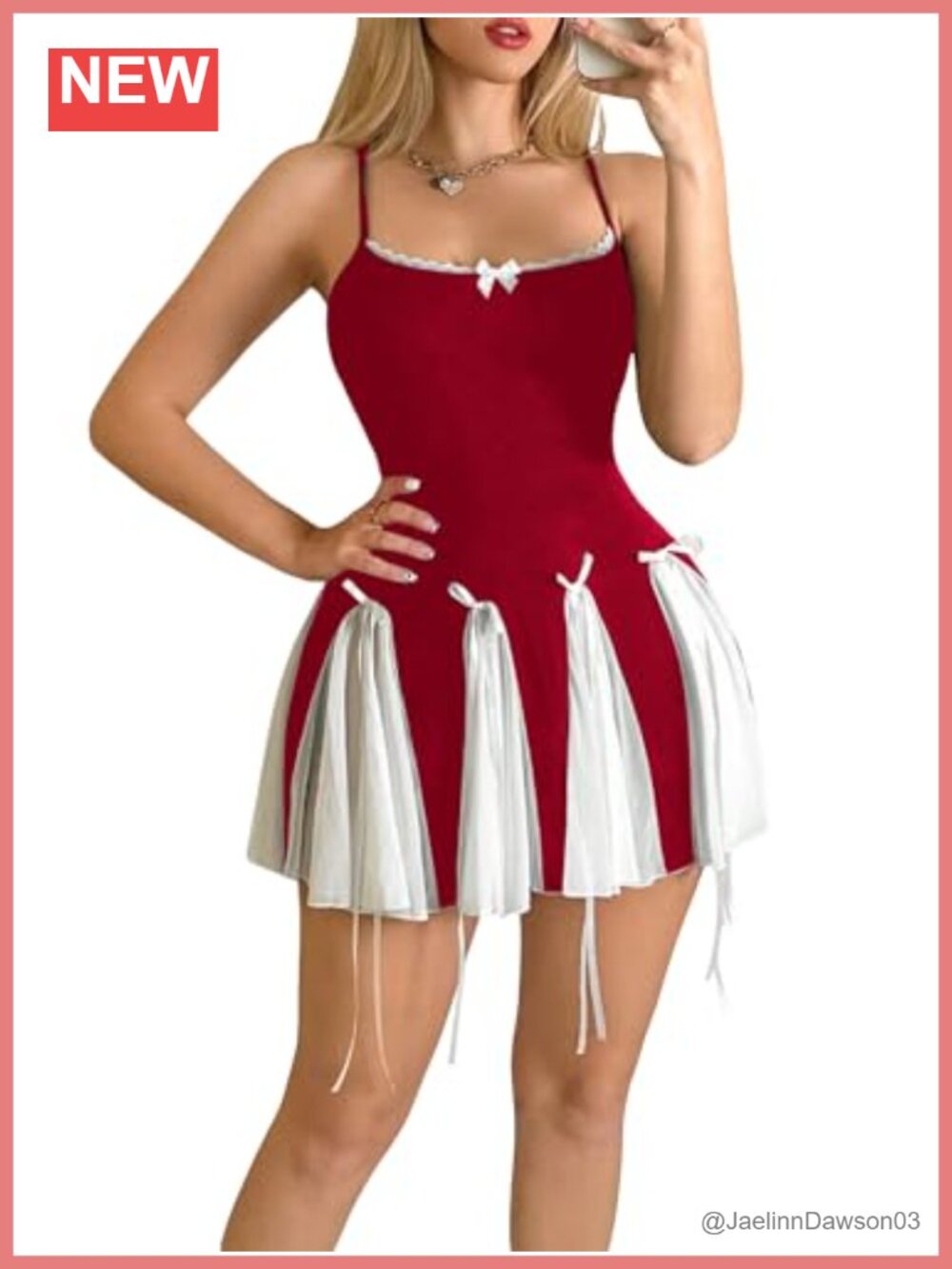 Y2K Bow Tie Criss Cross Backless Mini Dress Lace Cami Contrast